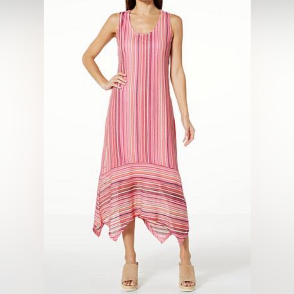 G by Giuliana Black Label NWT crochet, sleeveless, striped dress.